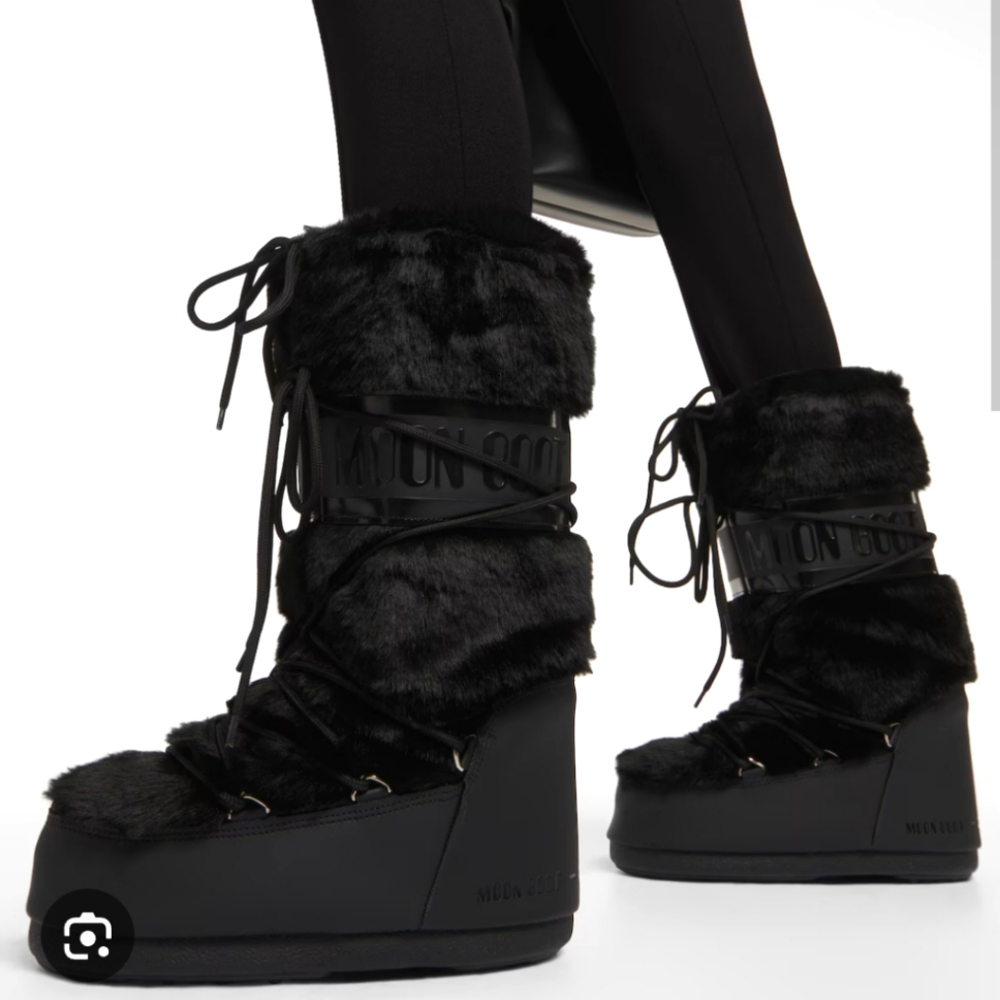 Moon Boot Faux Fur Icon Boots Moon Boots Fur Icon Boots Black - Picture 2 of 16